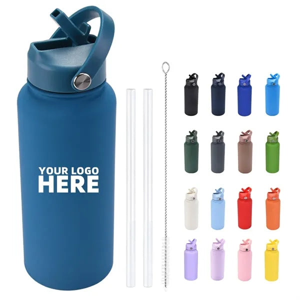 34 OZ Water Bottle With Straw