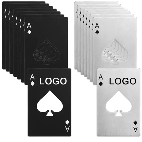 Stainless Steel Casino Playing Card Shaped Bottle Opener