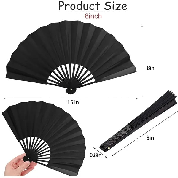 8" Custom Summer Portable Silk Fabric Bamboo Folding Fans