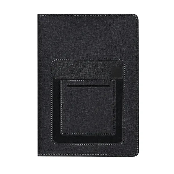 A5 PU Leather Lined Notebook W/Front Pocket & Card Holder