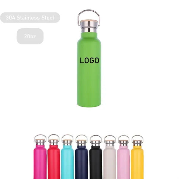 20oz Stainless Steel Water Bottle Tumbler With Bamboo Lid