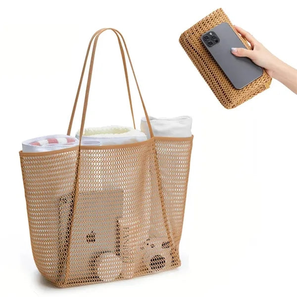 Mesh Beach Tote Women Shoulder Handbag