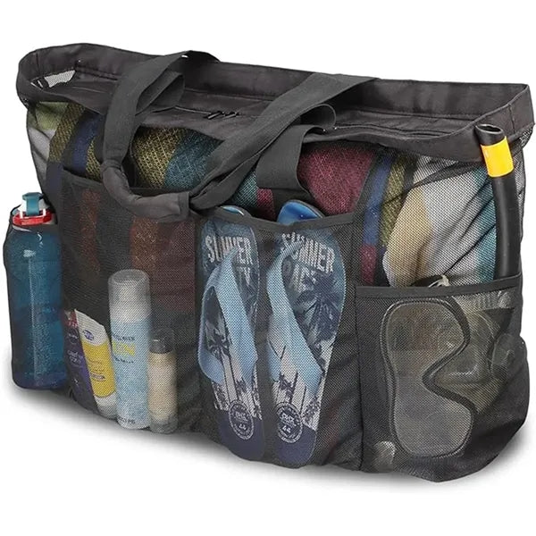 Zipper Mesh Tote Large Beach Bag