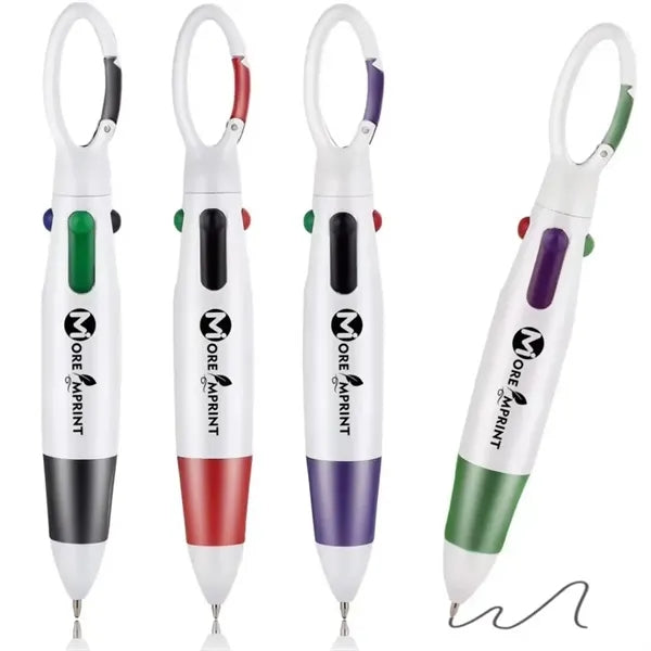 4-in-1 Retractable Rocket Ballpoint Pen with Buckle Keychain