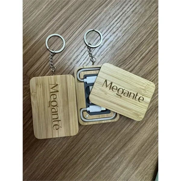 Bamboo Charging Cable Kit Keychain