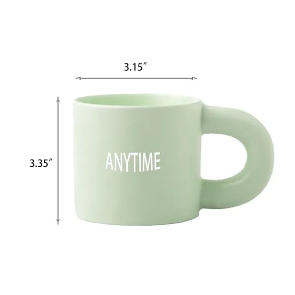 Modern 10 oz Ceramic Coffee Mug With Porcelain Round Handle