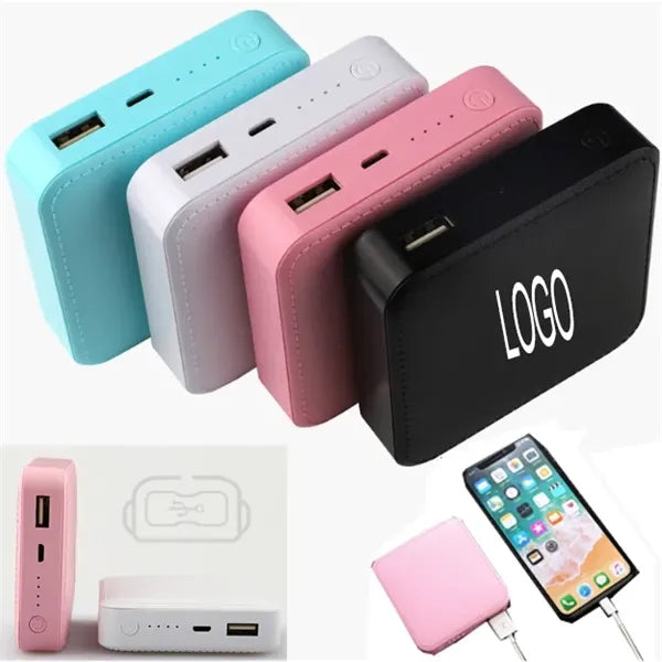 Quick-Charge Portable Power Bank w/ Leather Cover