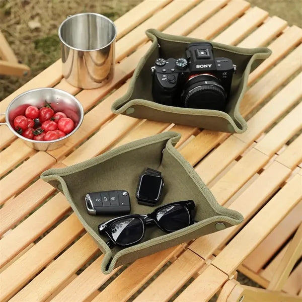 Canvas Camping Tray Foldable Waterproof Desktop Storage Plat