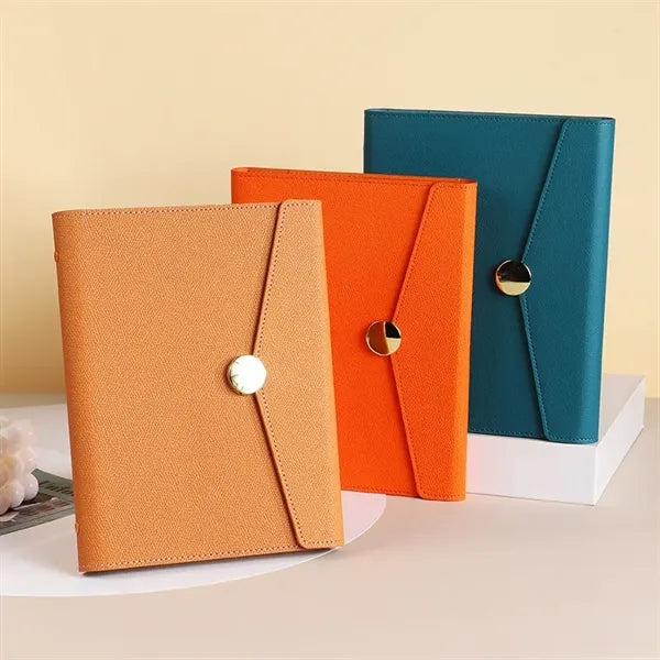 A5 Leather Detachable Office Notebook W/Card Pen Holder
