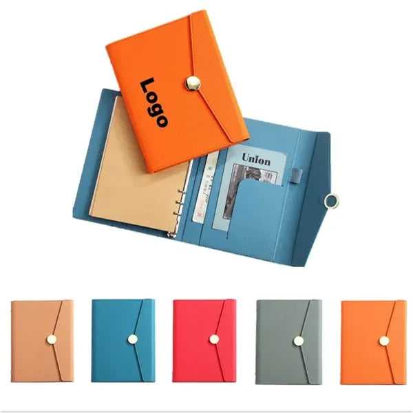 A5 Leather Detachable Office Notebook W/Card Pen Holder