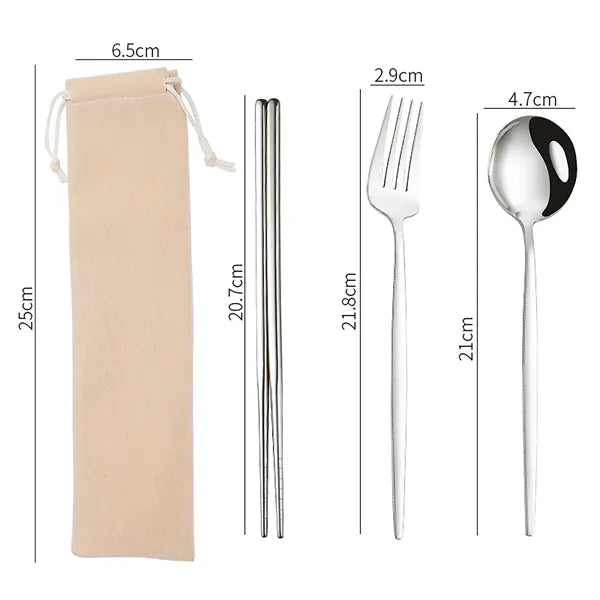 Stainless Steel Cutlery 4 Piece Set with Pouch