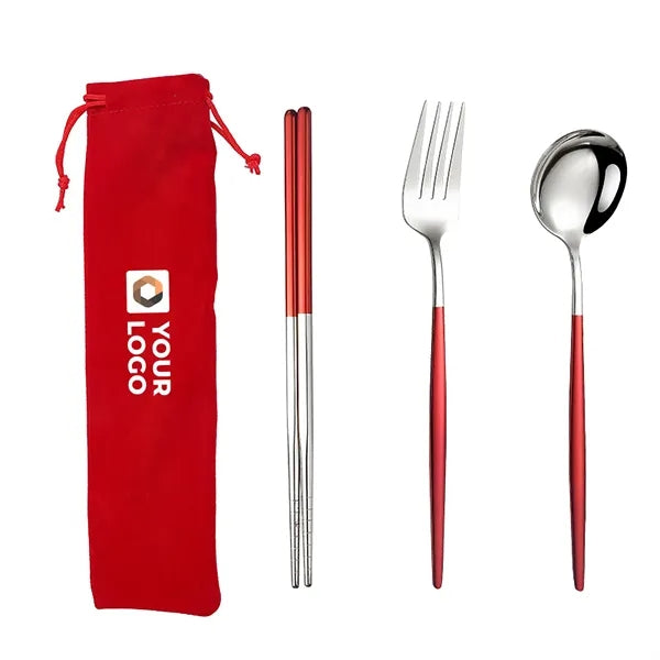 Stainless Steel Cutlery 4 Piece Set with Pouch