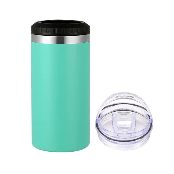 16oz 2 in 1 Double Wall Steel Can Cooler with 2 Lids