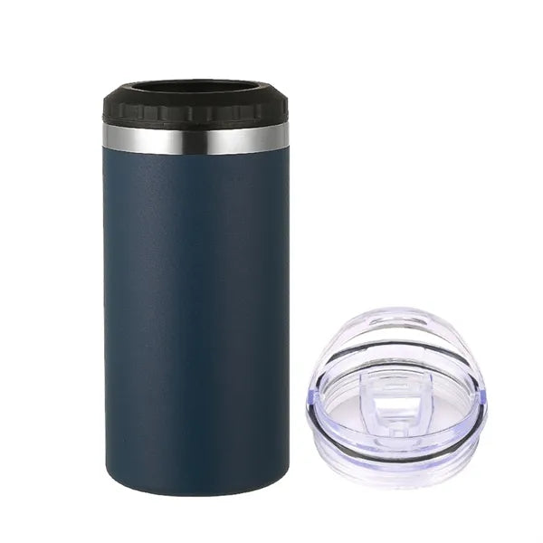 16oz 2 in 1 Double Wall Steel Can Cooler with 2 Lids