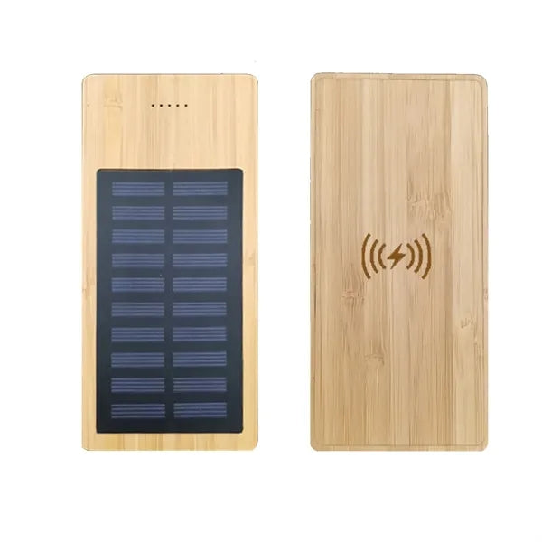 10000mah Bamboo Solar Wireless Charging Power Bank