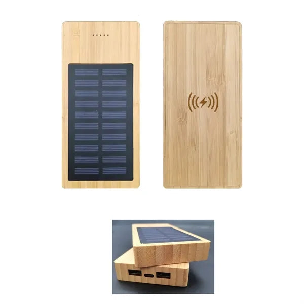 10000mah Bamboo Solar Wireless Charging Power Bank