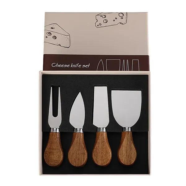 4 Piece Cheese Knives Set with Wooden Handle