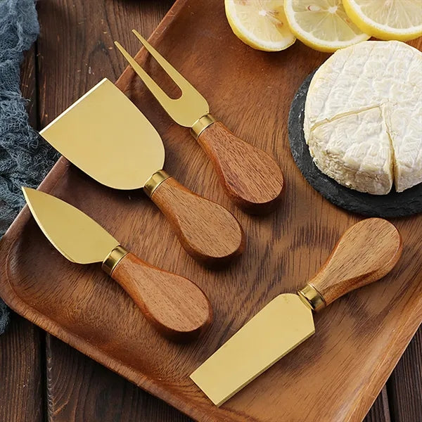 4 Piece Cheese Knives Set with Wooden Handle