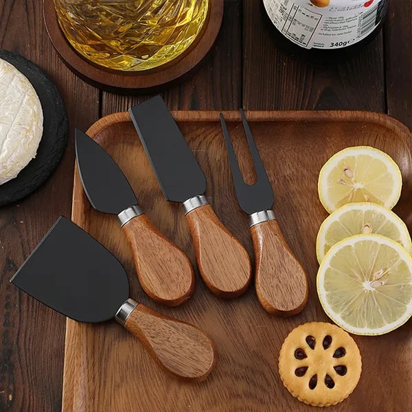 4 Piece Cheese Knives Set with Wooden Handle