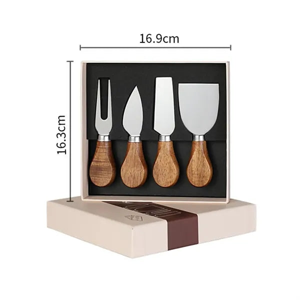 4 Piece Cheese Knives Set with Wooden Handle
