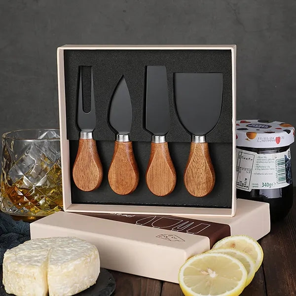 4 Piece Cheese Knives Set with Wooden Handle