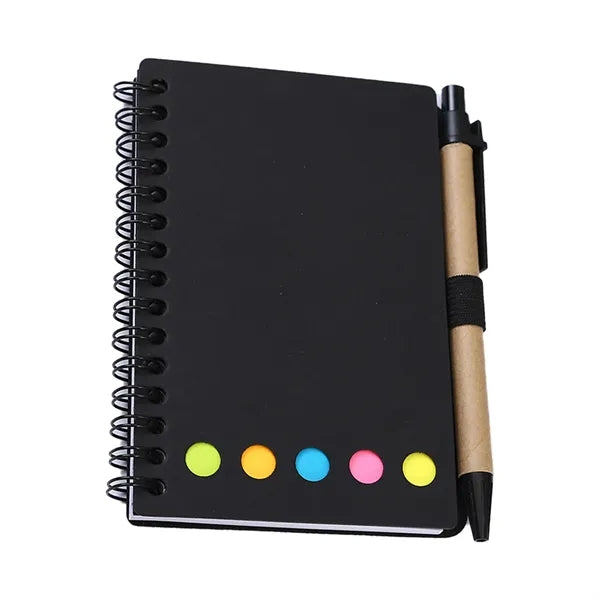 Spiral Notebook with Sticky Notes and Pen