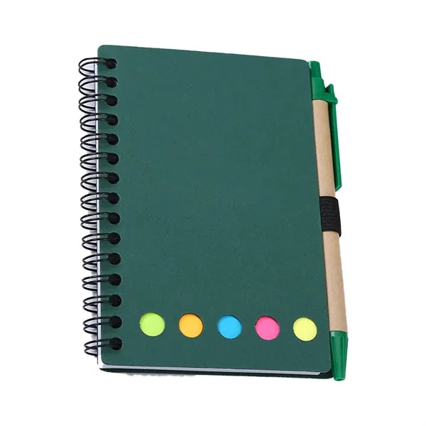 Spiral Notebook with Sticky Notes and Pen