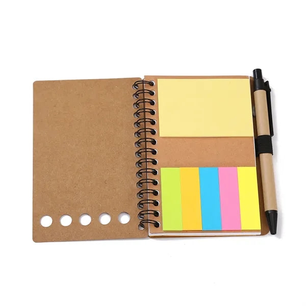 Spiral Notebook with Sticky Notes and Pen