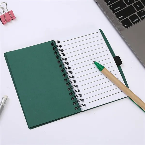 Spiral Notebook with Sticky Notes and Pen