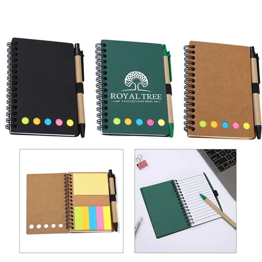 Spiral Notebook with Sticky Notes and Pen