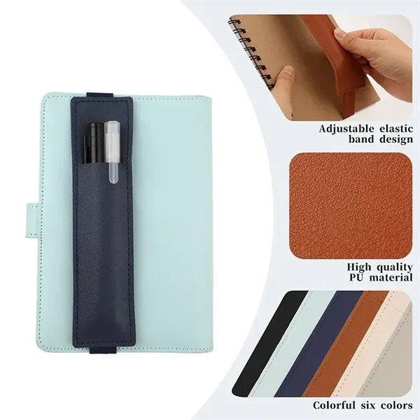 PU Adjustable Elastic Band Pen Holder Pencil Sleeve Pouch