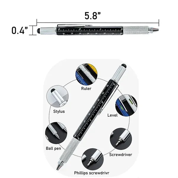 6-in-1 Metal Multitool Tech Tool Construction Gadget Pen
