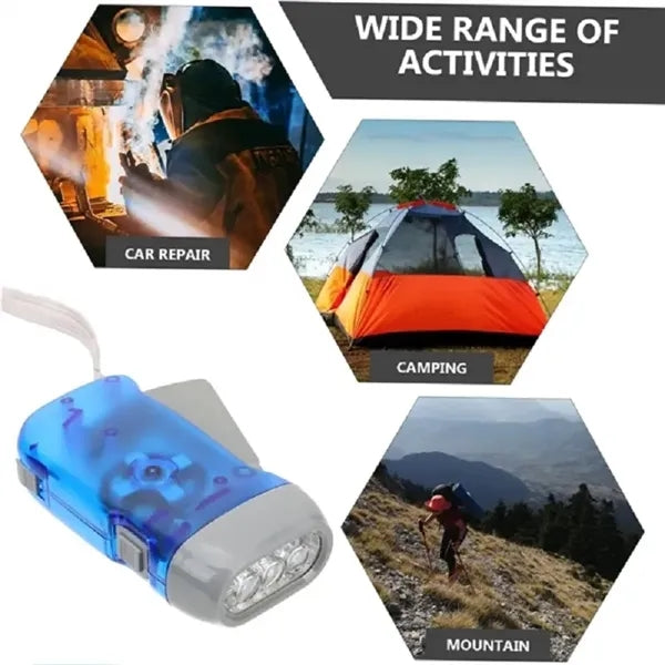 Hand Crank 3 LED Dynamo Flashlight