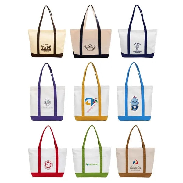 Stylish Canvas Tote Bag with an External Pocket