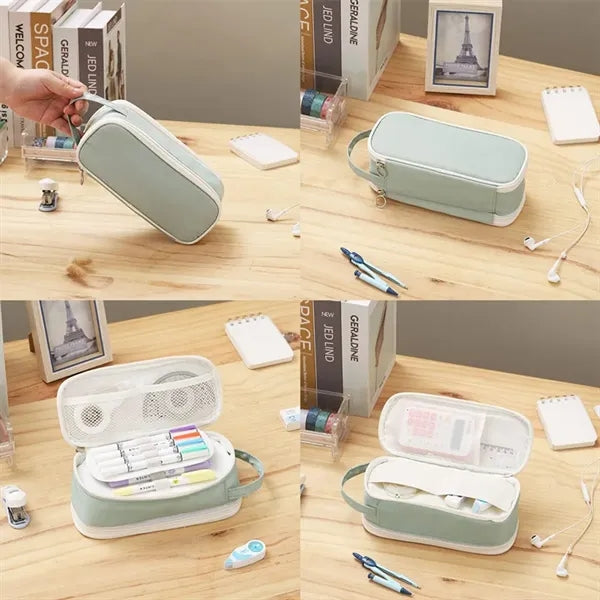 Big Capacity Zipper Pencil Case Aesthetic Pen Bag Pouch