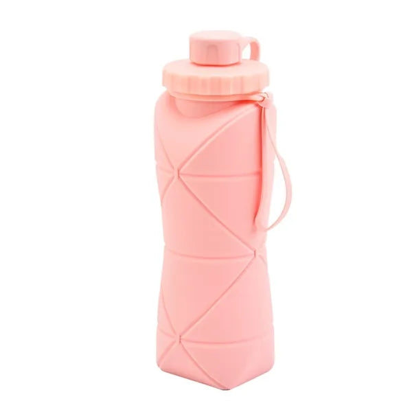 20 oz Collapsible Silicone Water Bottle with Rope