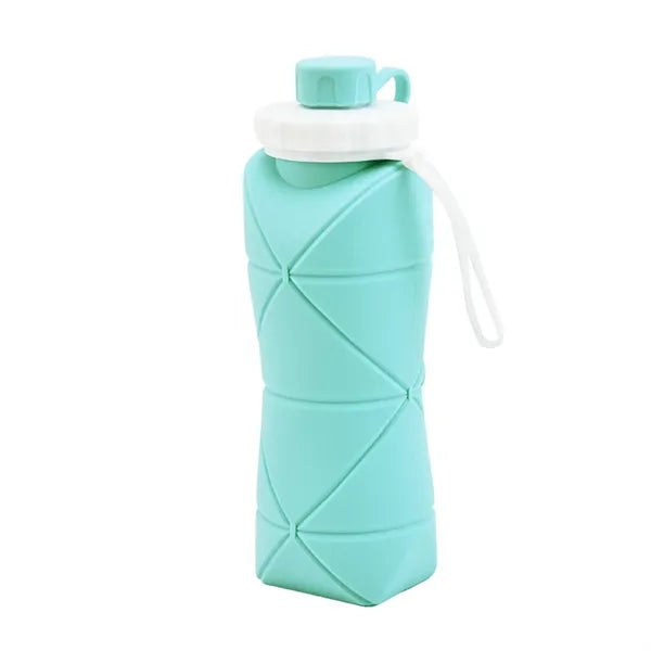 20 oz Collapsible Silicone Water Bottle with Rope