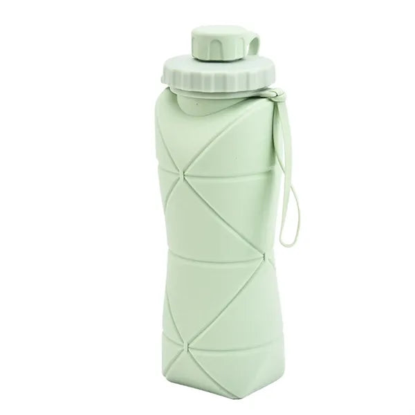 20 oz Collapsible Silicone Water Bottle with Rope