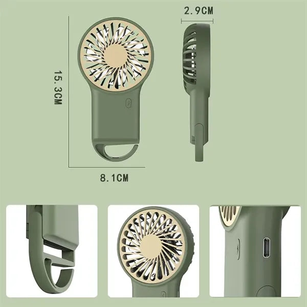 3 In1 Rechargeable USB Handheld Desk Fan With Hanging Hook