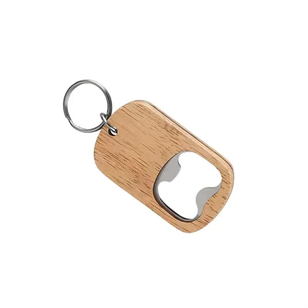 2-in-1 Wooden Bottle Opener Keychain