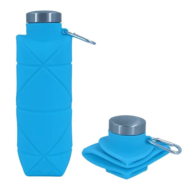 24 oz Collapsible Silicone Water Bottle with Carabiner