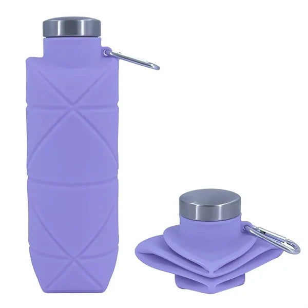 24 oz Collapsible Silicone Water Bottle with Carabiner