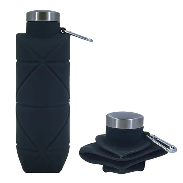 24 oz Collapsible Silicone Water Bottle with Carabiner