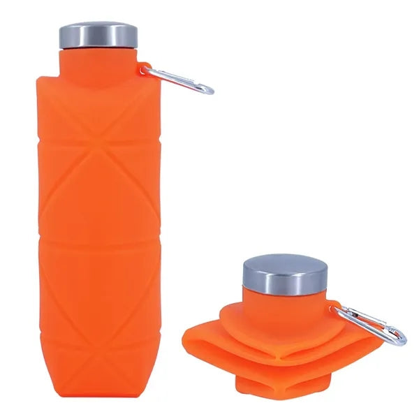 24 oz Collapsible Silicone Water Bottle with Carabiner