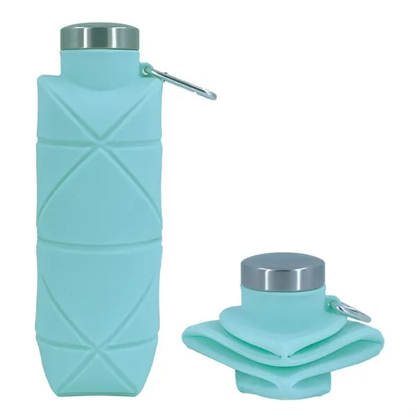 24 oz Collapsible Silicone Water Bottle with Carabiner