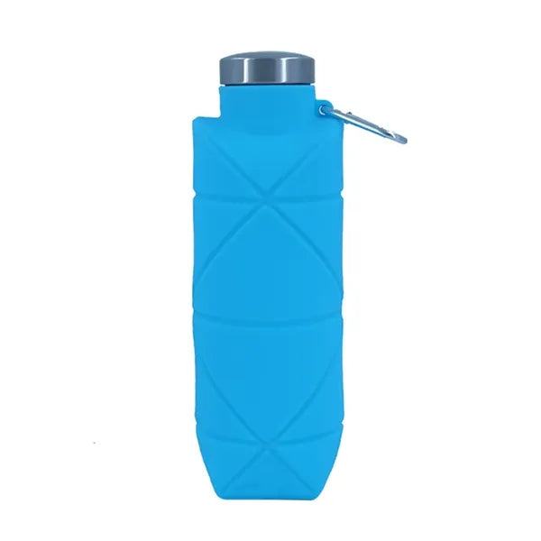 24 oz Collapsible Silicone Water Bottle with Carabiner