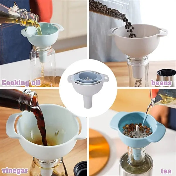 4 in 1 Kitchen Funnels with Detachable Strainer Filter