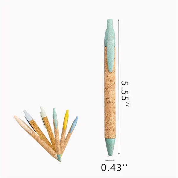 Biodegradable Eco-Friendly Wheat Straw Cork Press Pen