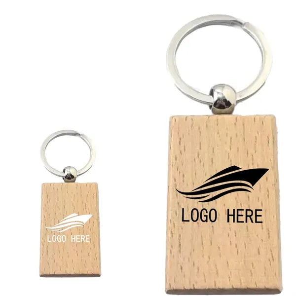Wooden Rectangle Keychain Key Tags