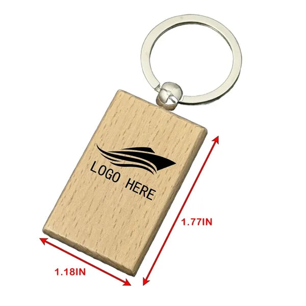 Wooden Rectangle Keychain Key Tags